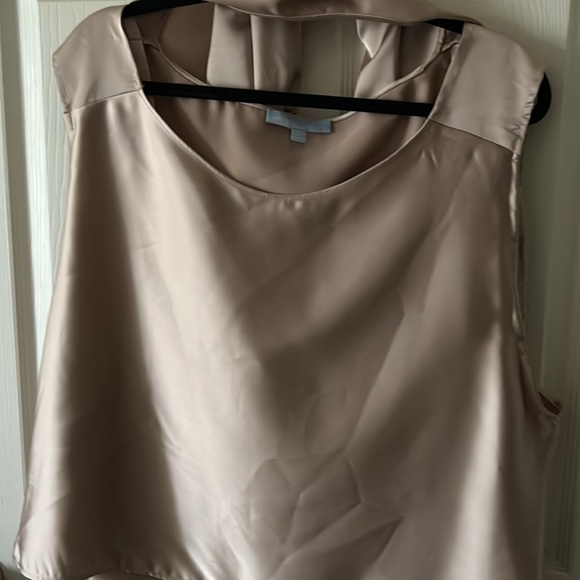 Antonio Melani Blyss Drapey Satin Boat Neck Long Sleeve Champagne Blouse Size L - Picture 10 of 10